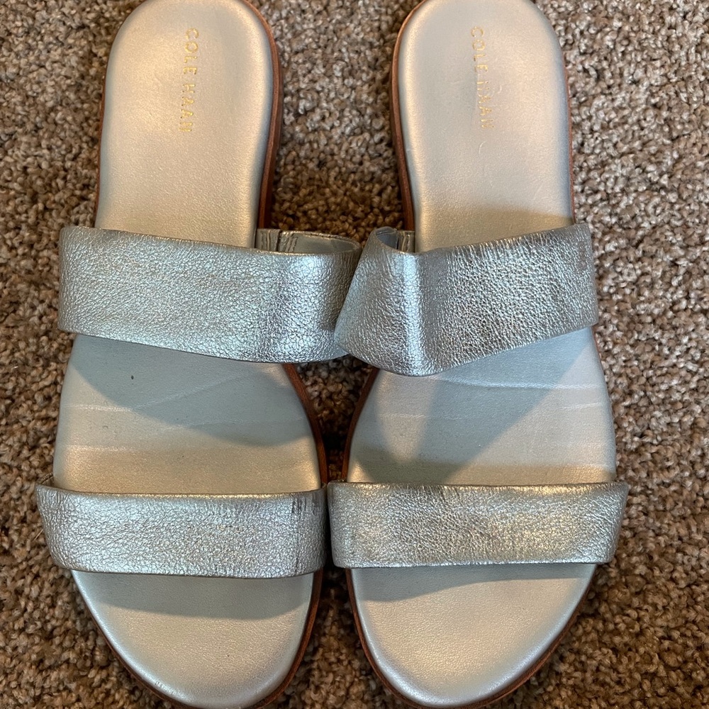 Silver Cole Haan sandals size 9 GUC
